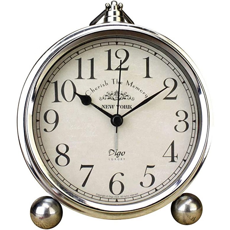 Latest Design Classical Metal Retro Table Clock Vintage Silent Desk Alarm Clock Fashion Quartz Movement Decorative Clocks