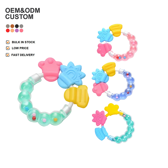 BPA-Free Soft Silicone Baby Rattle and Teether Molder Set Infant Musical Inflatable Toy