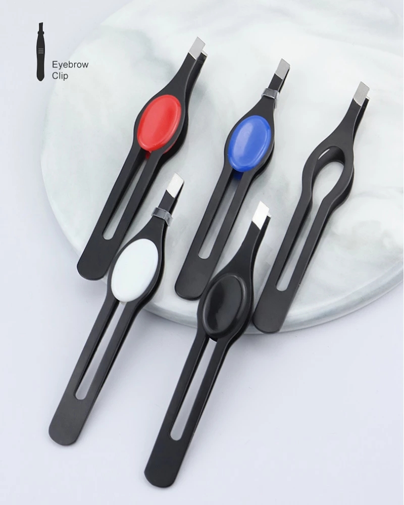 Wholesale private label custom professional black slanted pointed tip good eyebrow tweezer