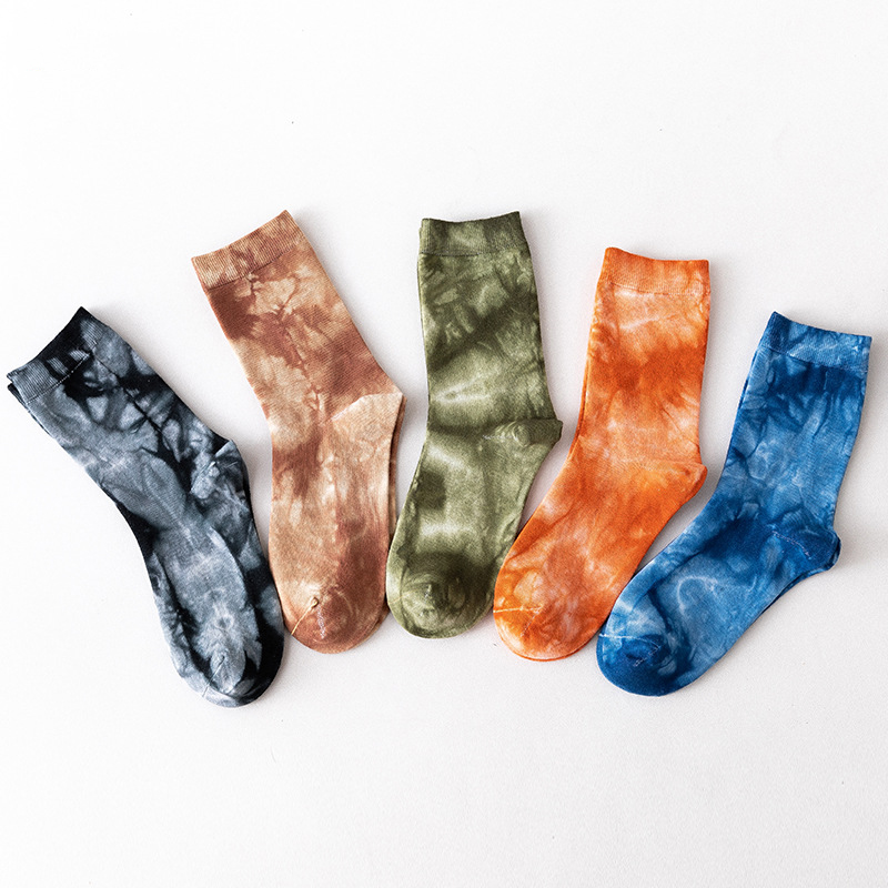 KANGYI Comfortable Tie Dye crew Socks Fashion Skateboard Unisex Colorful Socks For Men And Women
