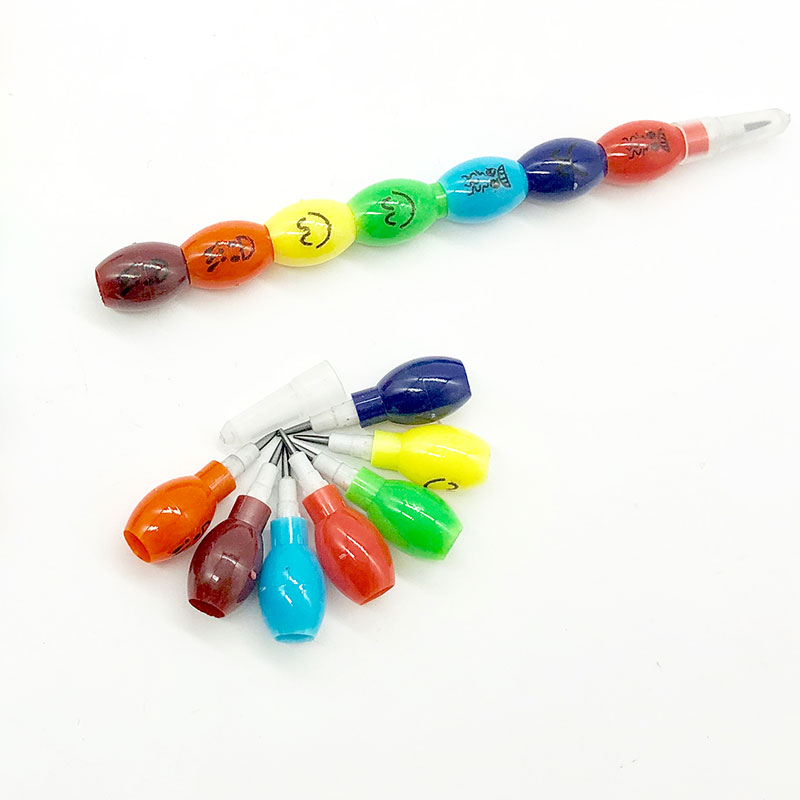 Maxwri Creative Plastic Cute Multi-Point Pencil Colorful Stacking Pencil Diy Bullet Push Pencil Non-Sharpening For School Kids
