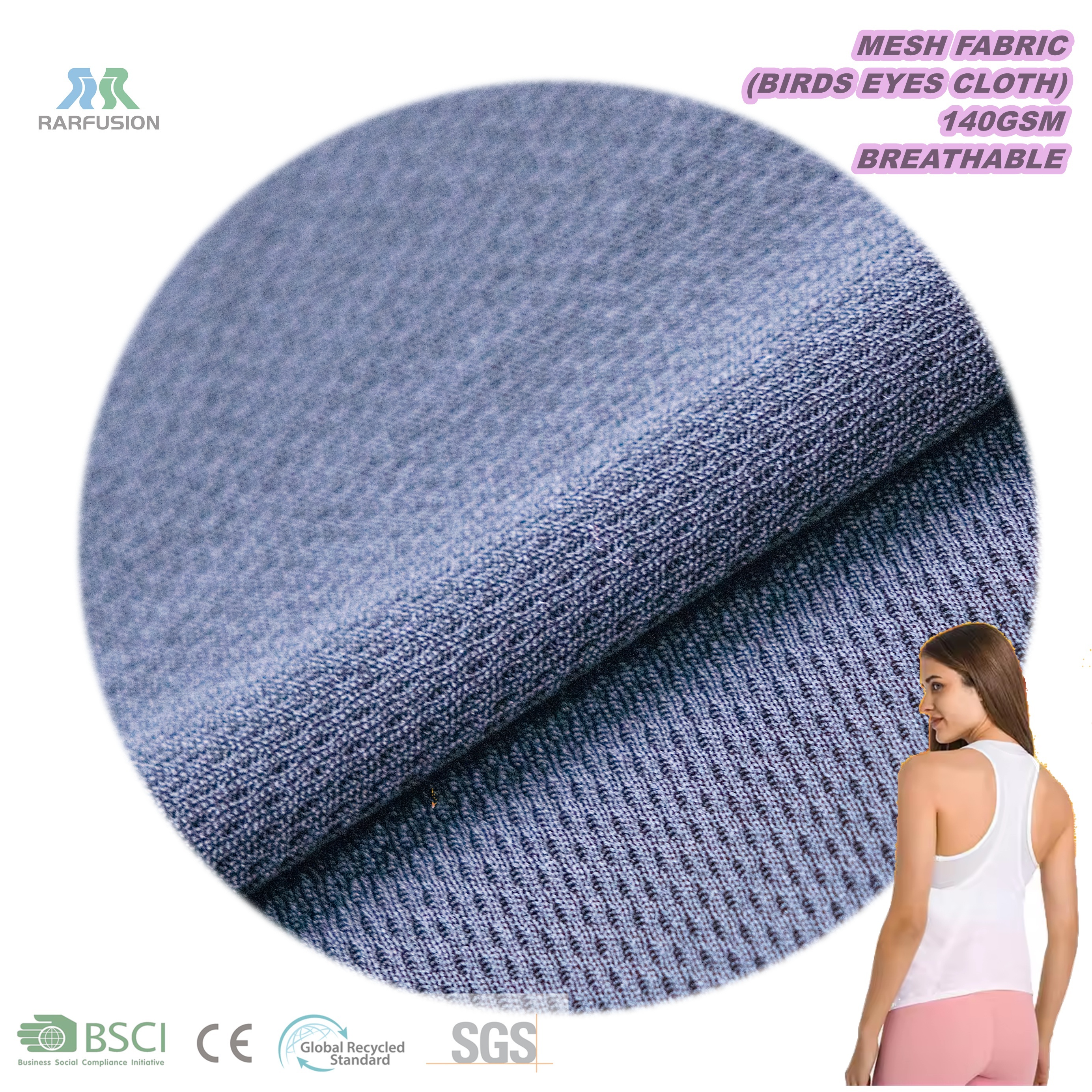 Knit birds eyes mesh fabric 100% Polyester stretch sport jersey breathable eyelet mesh fabric For sports shoes and ball suit