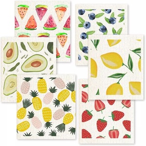 Custom Printed Printing Eco Friendly Biodegradable Absorbent Kitchen Cleaning Cellulose Cute Swedish Kitchen Cloth