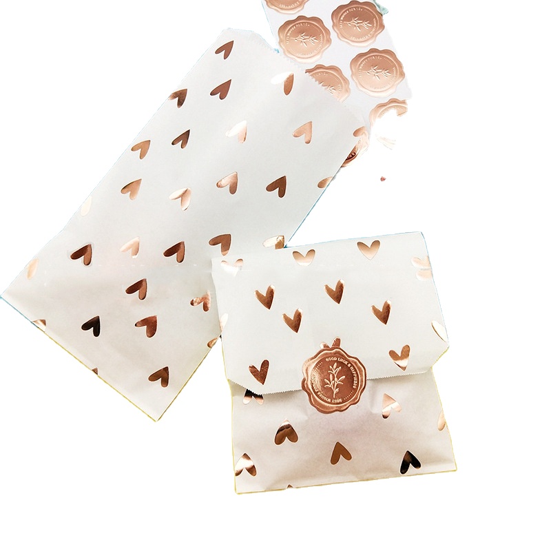 Custom 5x7 inch eco-friendly fancy  kraft paper food candy Gift Flat Paper Bags