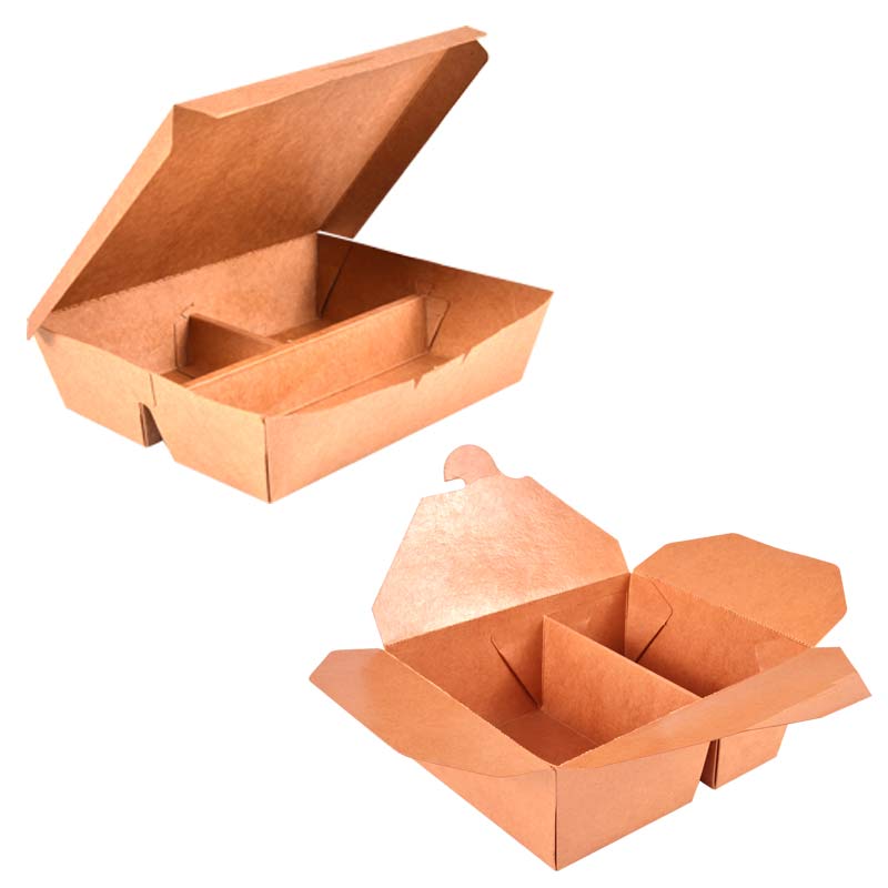 Disposable Kraft Paper 2 3 4 5 Compartment Takeway Bento Lunch Box