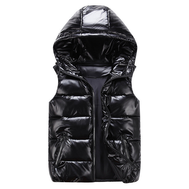 Women Winter Vests Hooded 2021 New Short Bright Color Vest Cotton Padded Jacket Sleeveless Female Winter Waistcoat Vest