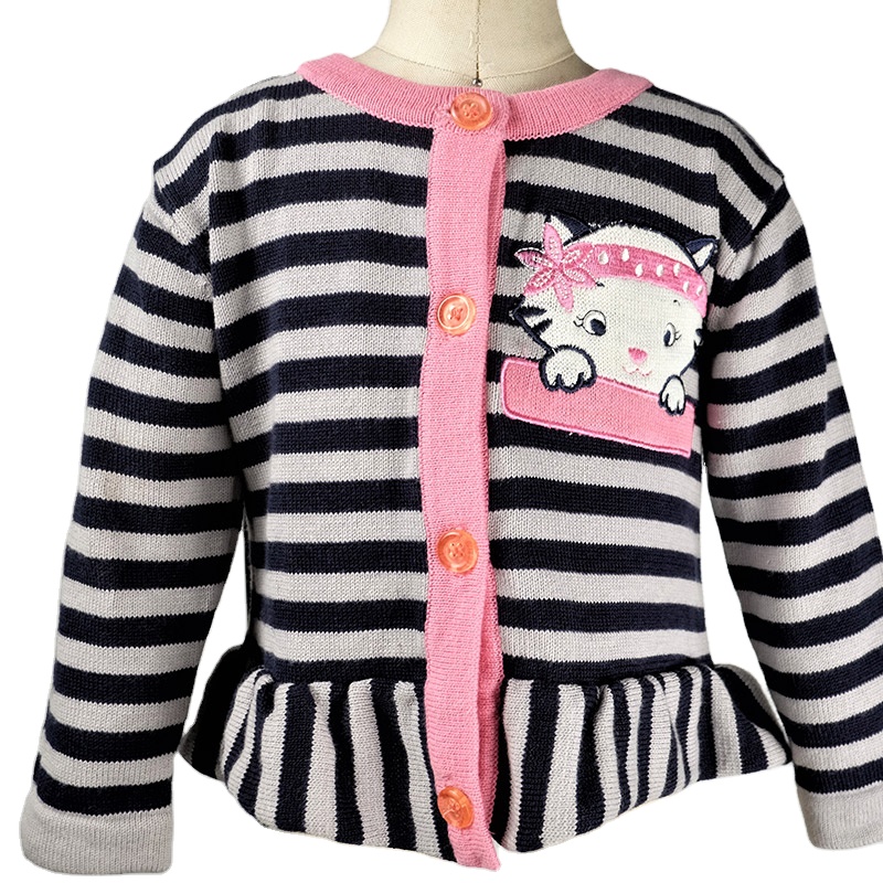 Factory direct cotton children's cardigan sweater long sleeve baby girls' sweater two color optional kid's clothing