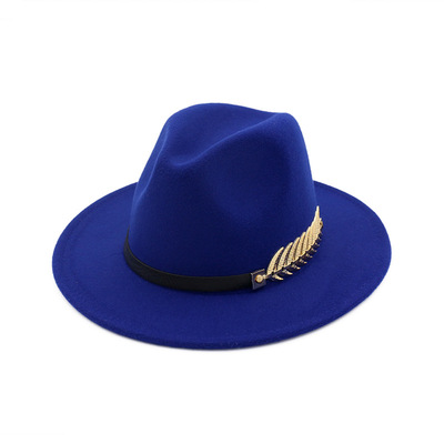 На заказ осень/зима модная шерстяная шляпа Fedora женские большие поля Sombrero черные круглые кожаные ремни шляпы Fedora с цепочкой