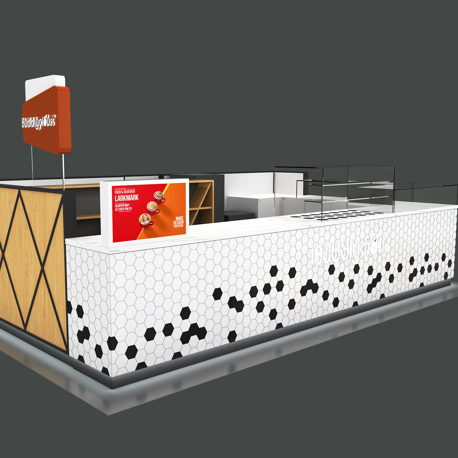 Modern custom made bubble tea kiosk and fast food kiosk in mall