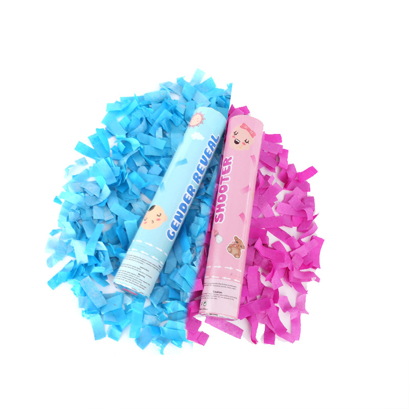 Wholesale Gender Reveal Paper Confetti Cannon Pink Blue Tube Firework Baby Gender Render Party Supplier Confetti