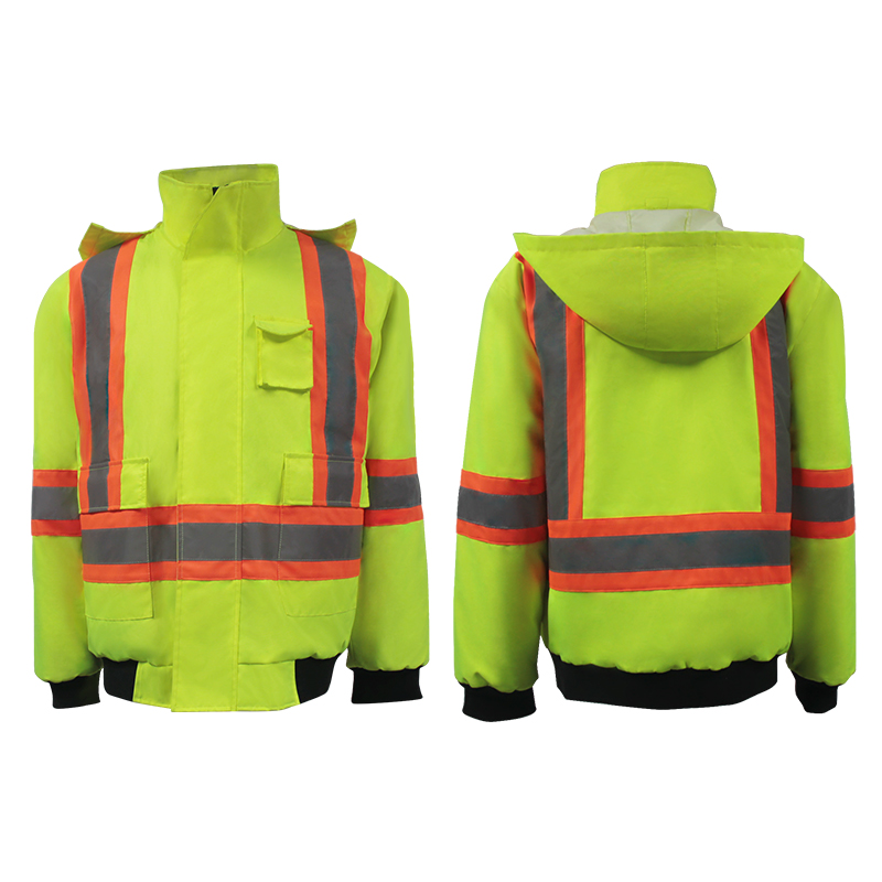 Oxford fabric outdoor road traffic work waterproof reflective jacket Class-3 high visibility filled cotton heated jacket