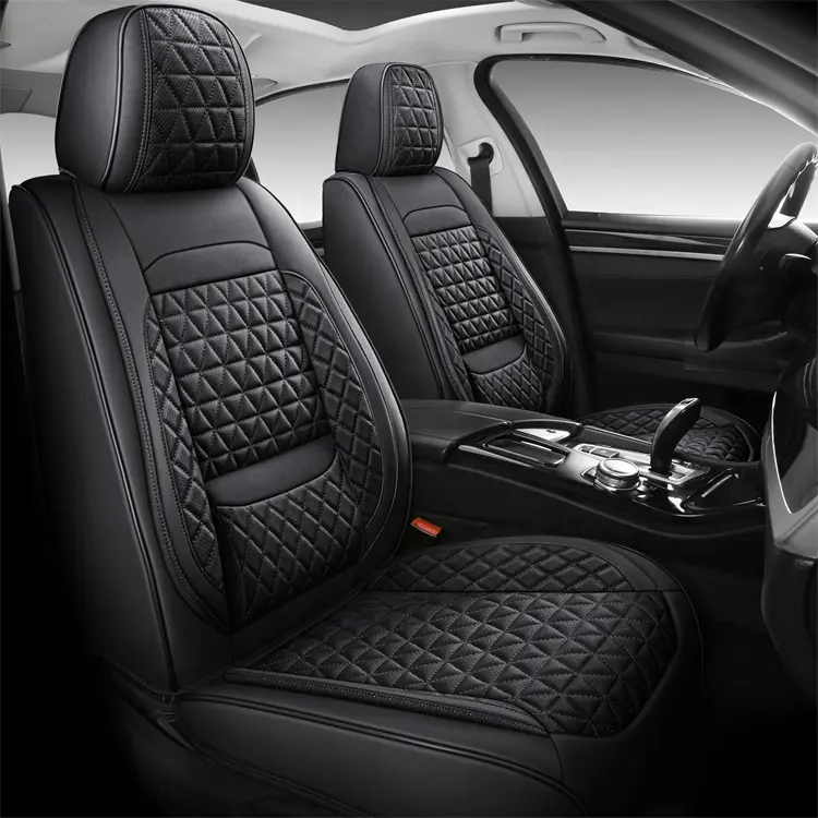 Wellfit designer blackleather car seats cover full set US universal car seat covers full set luxury