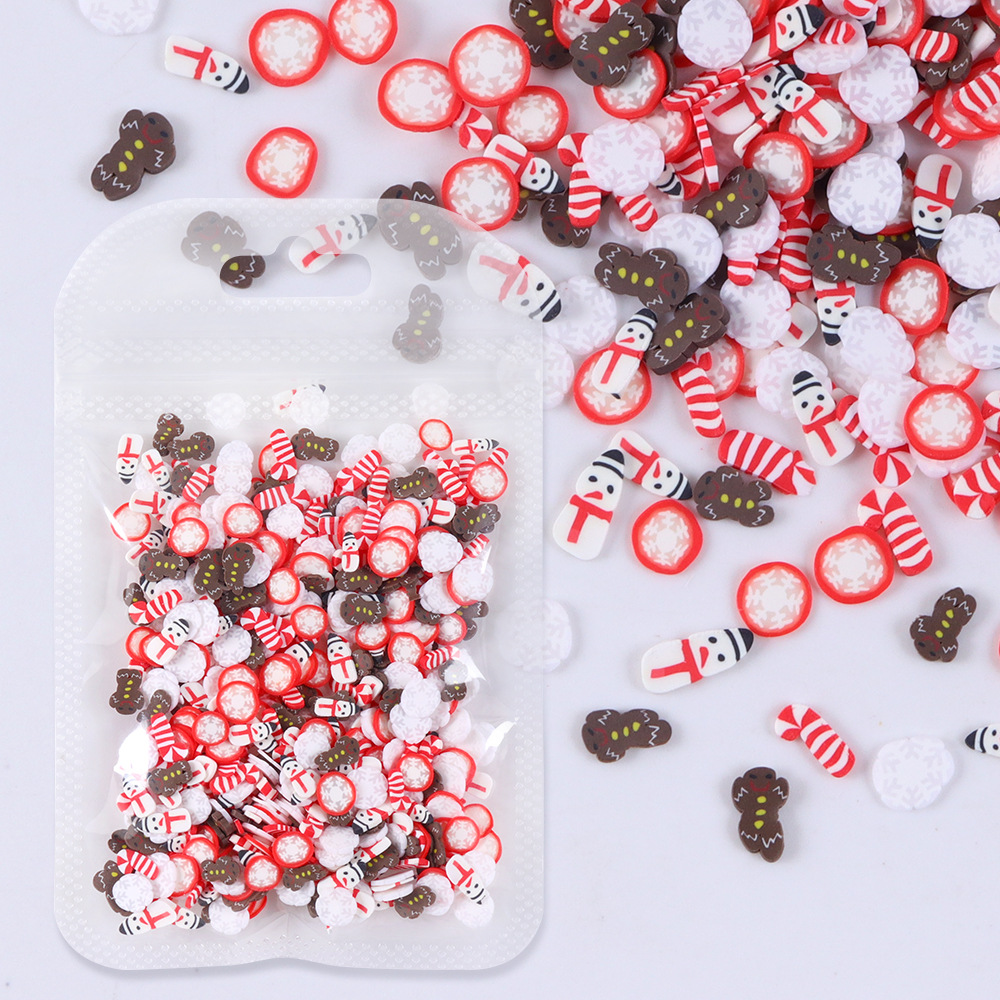 10g Polymer Christmas Festival Clay Snowman Gingerbread Man shape Mix Clay Slices Sprinkle for Slime DIY Craft