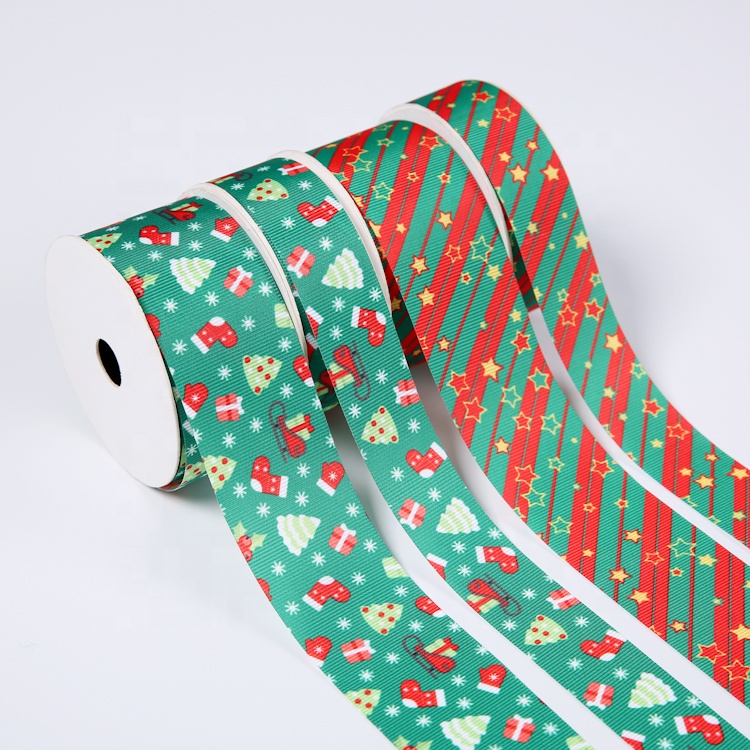 Роскошный пользовательский термотрансферный Печатный grosgrain Рождественская Снежинка печатная лента рулон