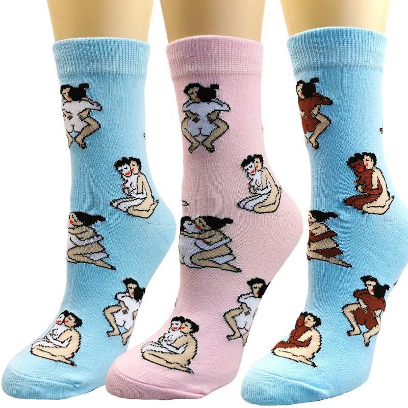 Autumn and winter jacquard adult casual cartoon anime cotton socks