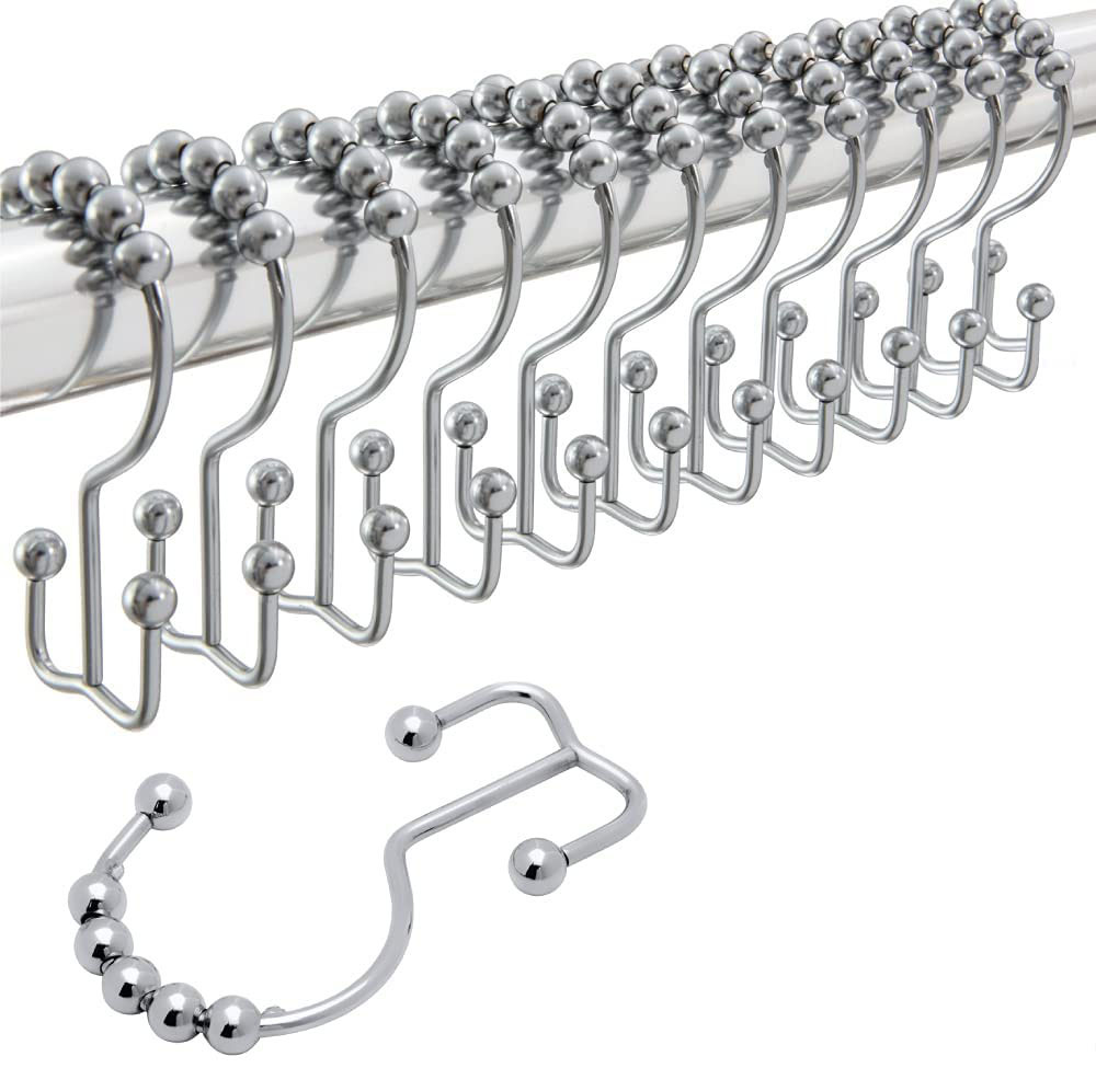 GALENPOO Shower Curtain Hooks, Stainless Steel Rust Resistant Easy Glide Rings, Set of 12 Decorative Ring for Bathroom Hanging