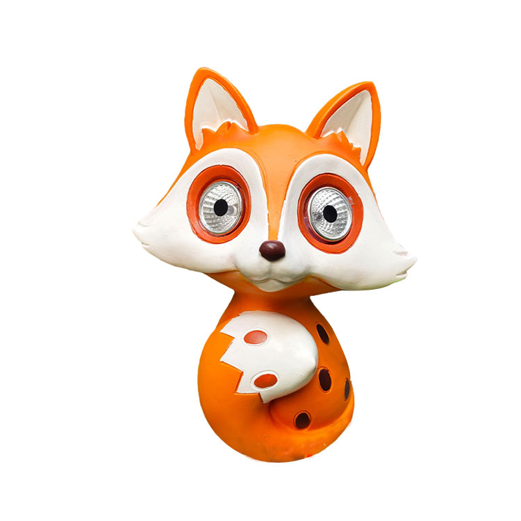 Creative Outdoor Resin Animal Sculpture Simulation Fox Decor Solar Lamp LED Waterproof Dual Spotlights Lawn Garden Ornaments