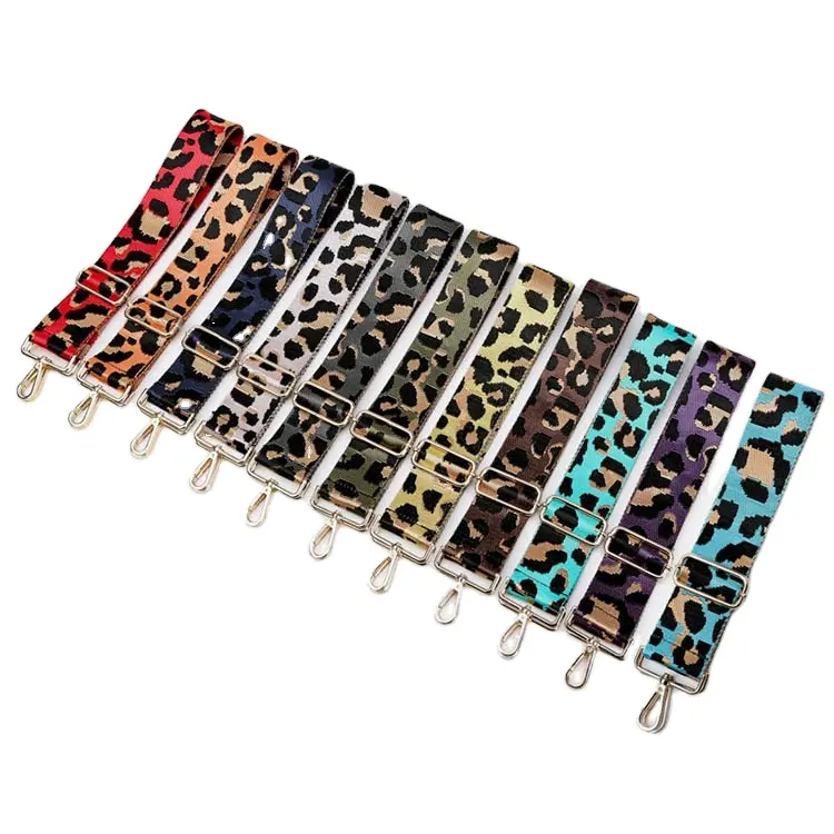 New Arrivals Custom Fashion Leopard Wide Adjustable Replacement Shoulder Crossbody Bag Purse Canvas Straps Accessories