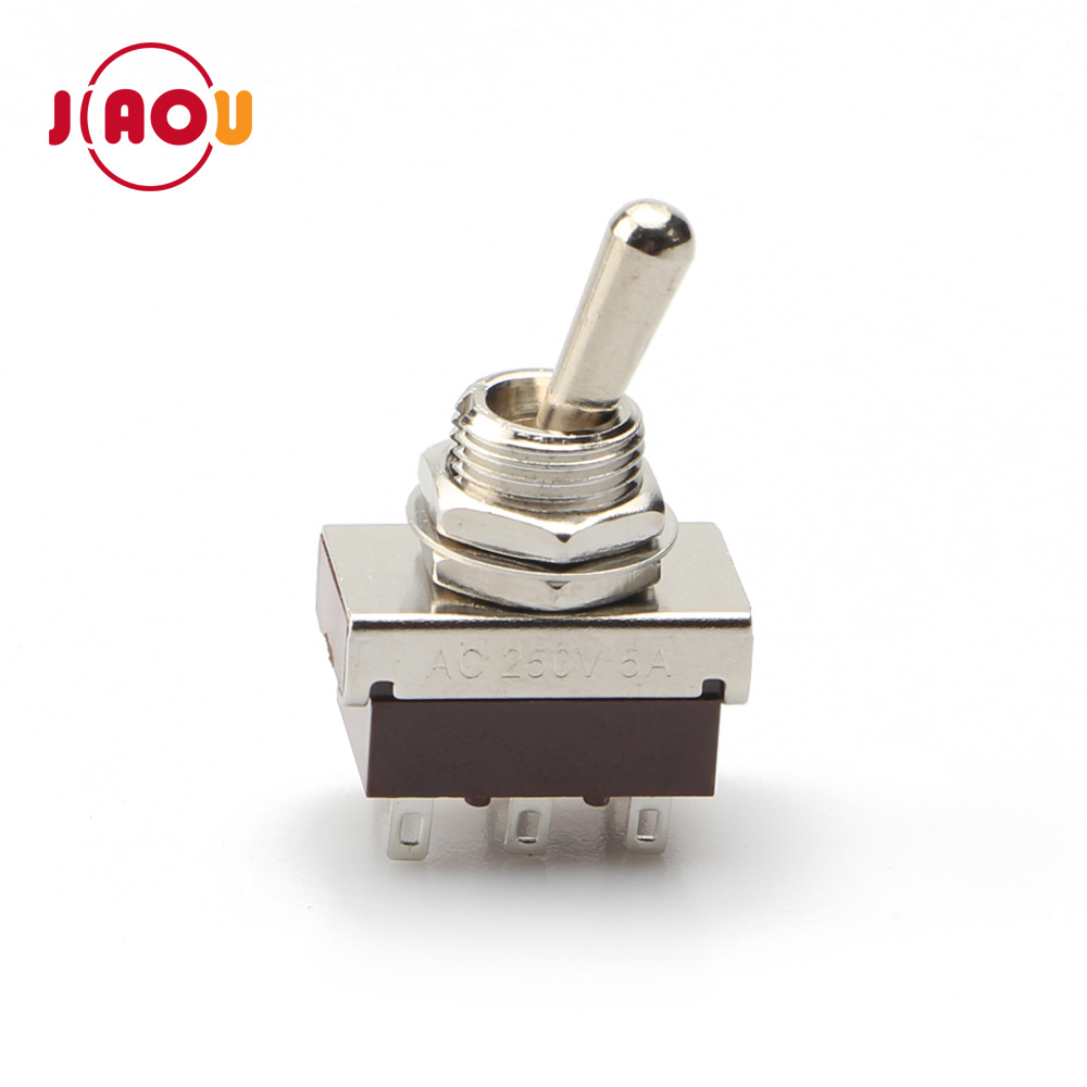 JIAOU 6-контактный 12 мм 2-сторонний тумблер DPDT KN32 ON-ON 5A 250V