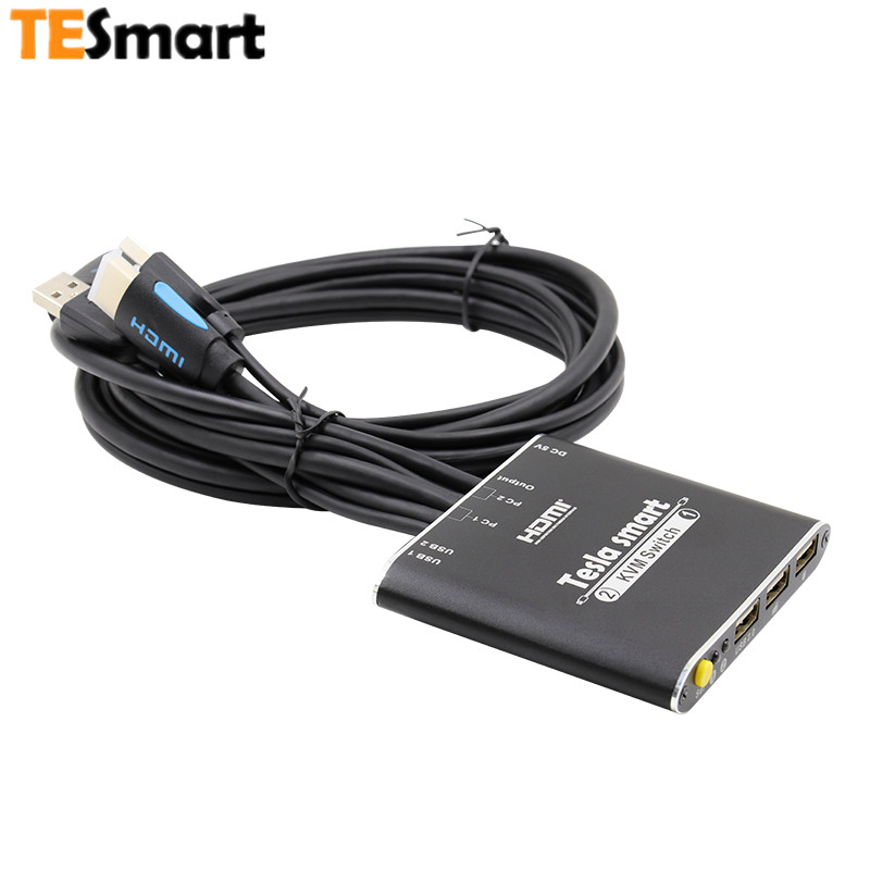 Новый дизайн 2x1 USB HDMI кабель KVM переключатель Поддержка 2 компьютеров управление одним набором клавиатуры и мыши