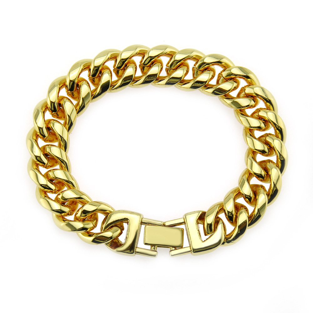 Fashion Men Women Gold Silver Color Bracelet Hip Hop Punk Style Cuban Link Chain Bangles for Mens Party Jewelry Gifts