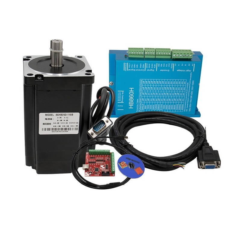 Nema34 8.5Nm closed loop stepper motor kit with encoder and power supply and mach3 controller