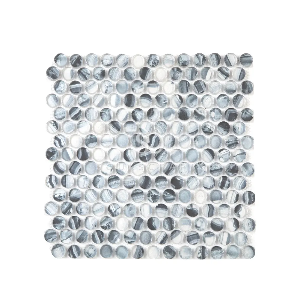 Soulscrafts Penny Round Crystal Glass Mosaic Tiles for Bathroom Kitchen Backsplash Wall