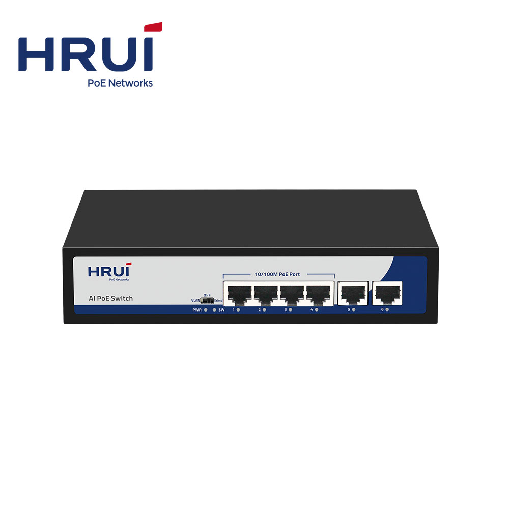 Лучшая цена, высокоскоростной Ethernet VLAN 2 Uplink AI, умный PoE коммутатор с 4 портами для IP-Камеры видеонаблюдения