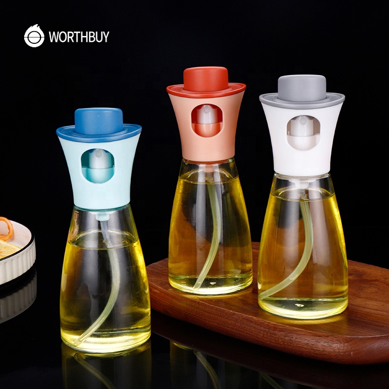 WORTHBUY Air Pressure Spray Edible Oil Bottle Spray Seasoning Bottle Barbecue Push Type Quantitative Oil Spray Can Kitchen Tools