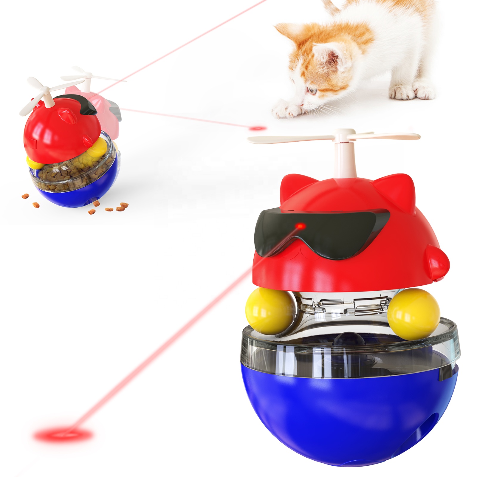 2021 new cat toy interactive toys laser cat toy with food dispensing