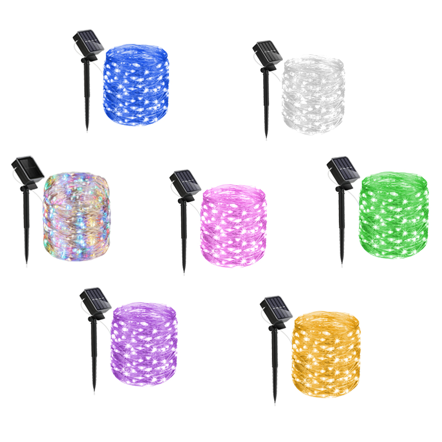 100 LED Outdoor Waterproof Lights 8 Modes Twinkle Solar Powered Panels Lights Fairy String Lights for Yard Decoration