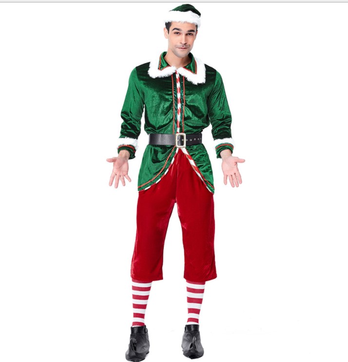 men cosplay carnival masquerade Christmas costume Santa Claus costume thickening adult men's party performance elf costumes