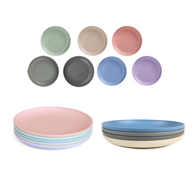 Bpa Free Eco-friendly Family Dinnerware Wheat Straw Dinner Set Plates