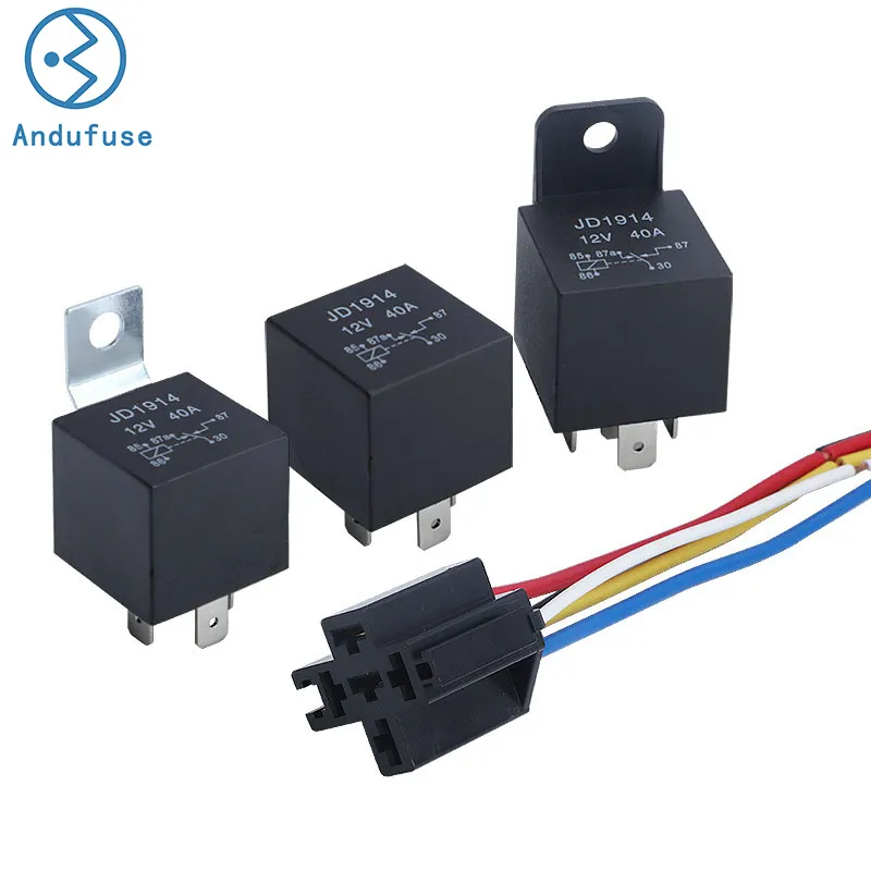 12V Automotive Relays Fixed Back 5-pin Conversion 40A Relay JD1914 12vdc for Auto Car Truck Accessories with Plastic
