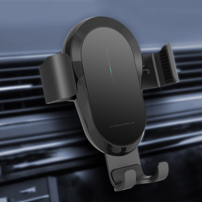 Amazon Best Seller Auto Alignment Coil Sensor Smart Gravity Wireless Car Fast Charger with Phone Holder