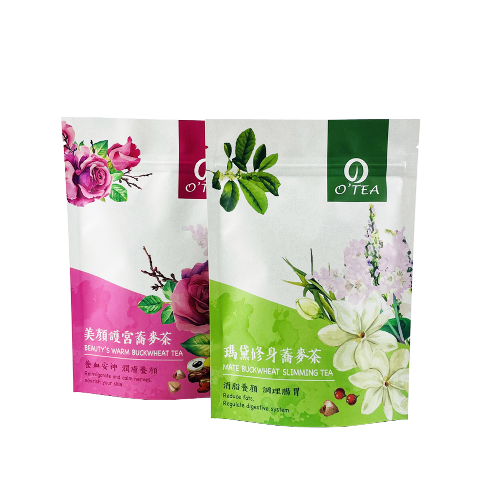 Custom white kraft paper aluminum foil food snack bags stand up mylar tea leaf ziplock bags pouch