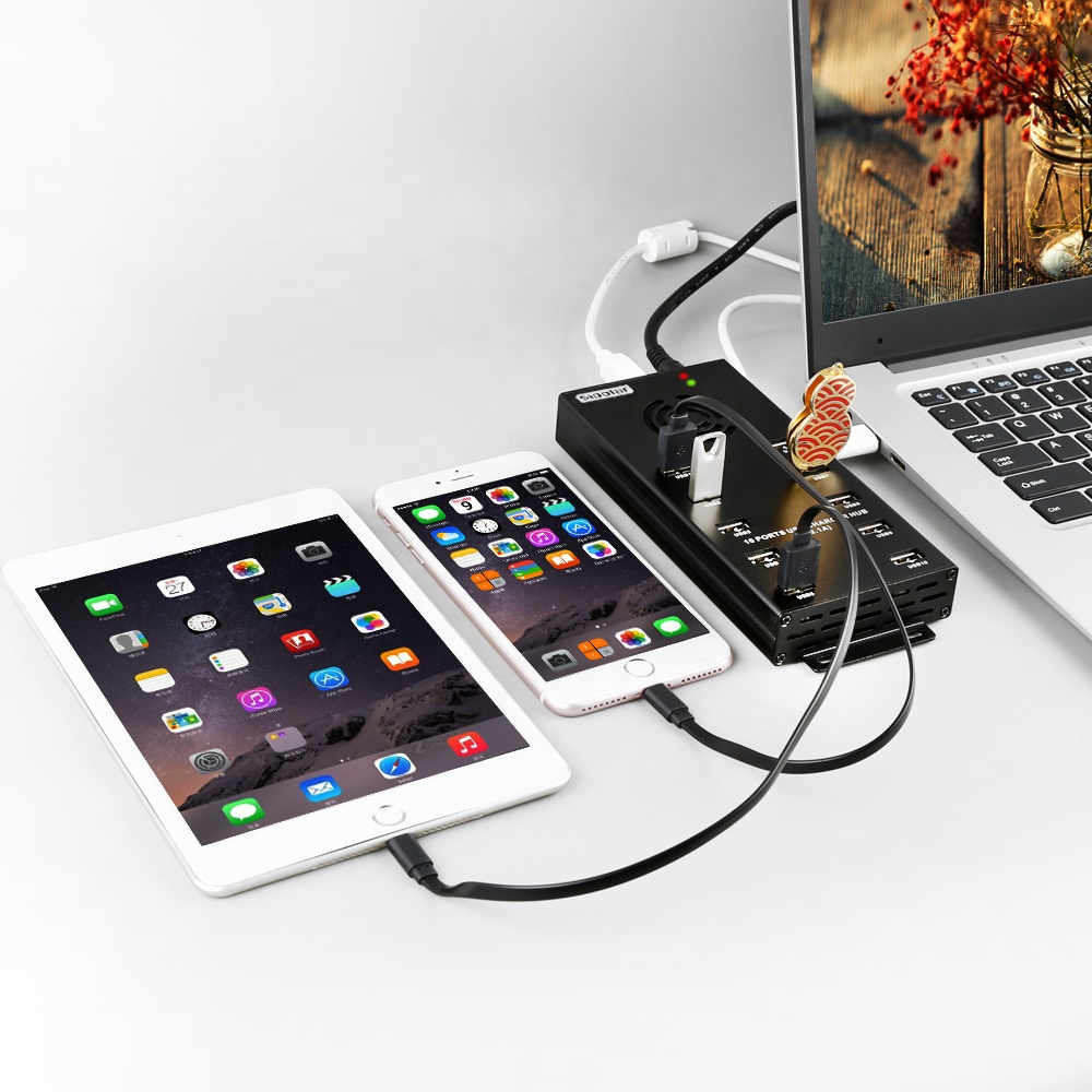 Sipolar a-400 устройство с разными портами 10 порт usb hub с охлаждающим вентилятором для mac планшеты и зарядный шкаф