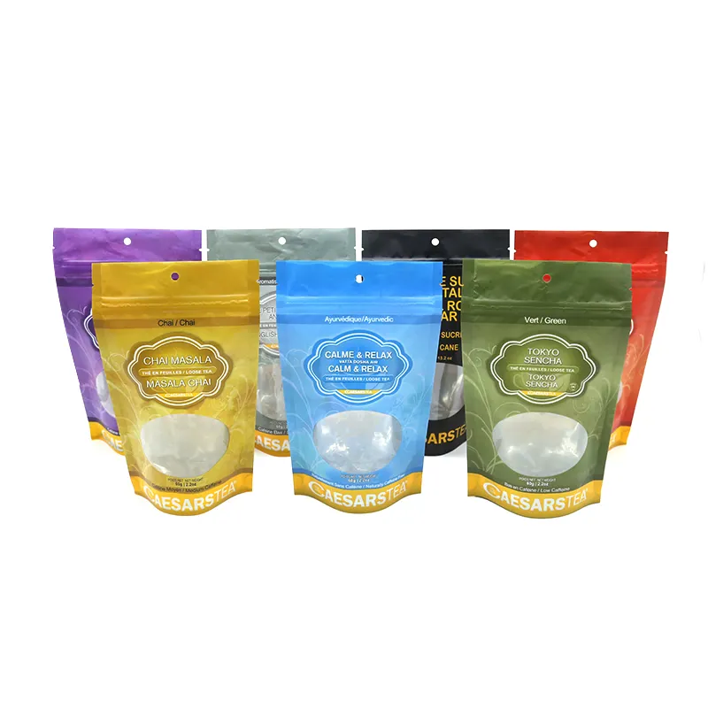 Plastic zip lock printed Packaging bag with own logo for Packaging Tea Bag stand up pouch coffee bags