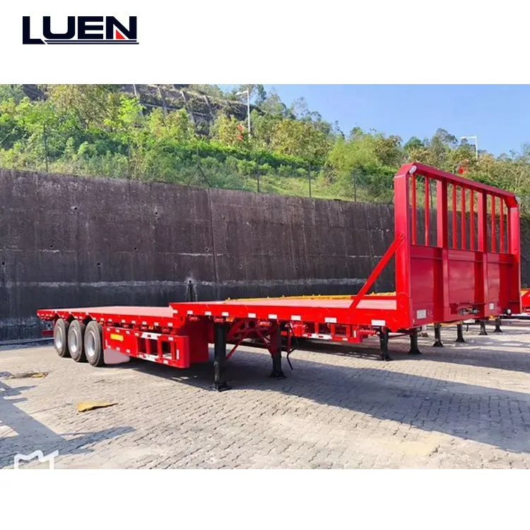 20ft Trailer Industry Vehicle Mechanical Suspension 40ft 20ft Shipping Container Flatbed Semi Trailer