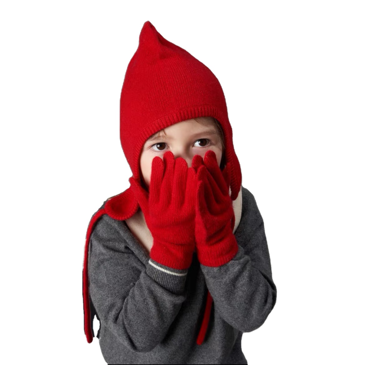 wholesale cute luxurious gift ear drawstring design knitting baby hat cashmere beanie