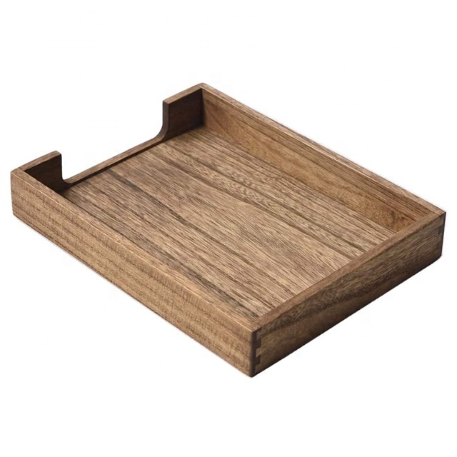 wood document tray or paper/file/folder/magazine holder for Office Desktop Organizer dark brown