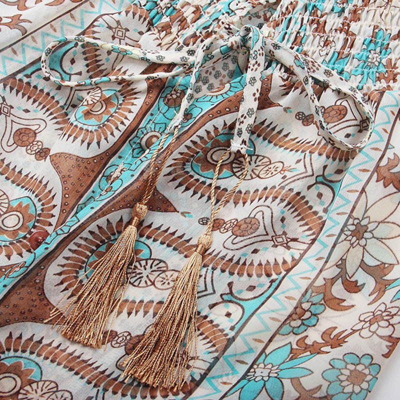 Explosive plus size bohemian dress European and American French print long bottoming dress