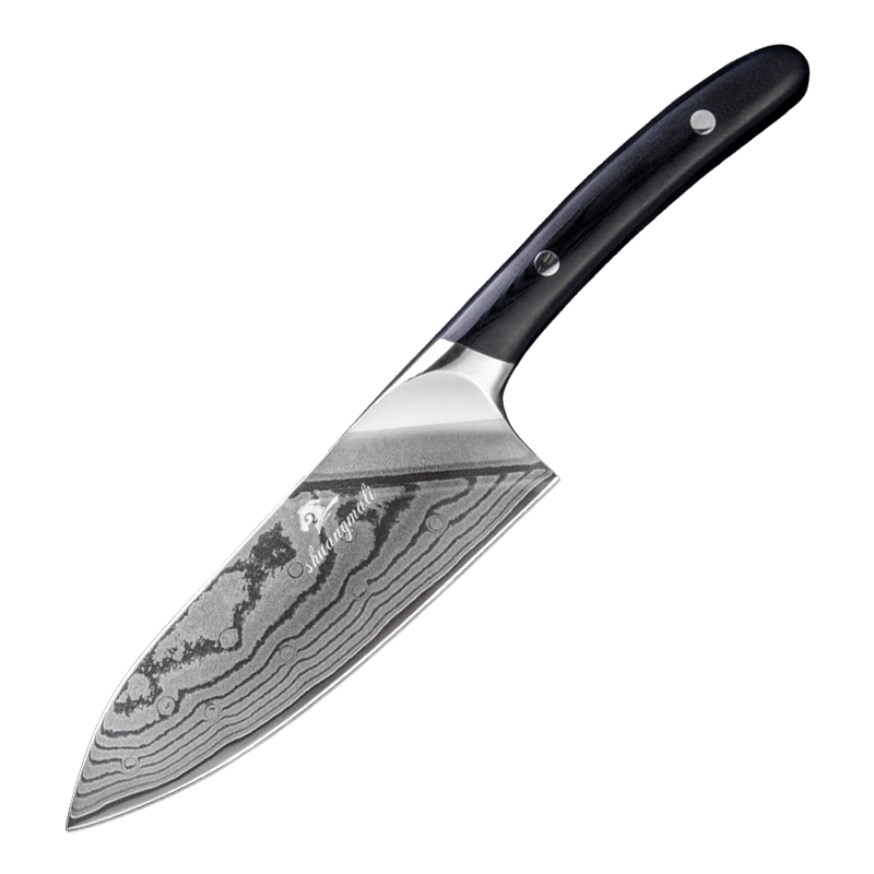 6Inch 67Layer VG10 Damascus Steel Chef Knife With Black G10 Handle
