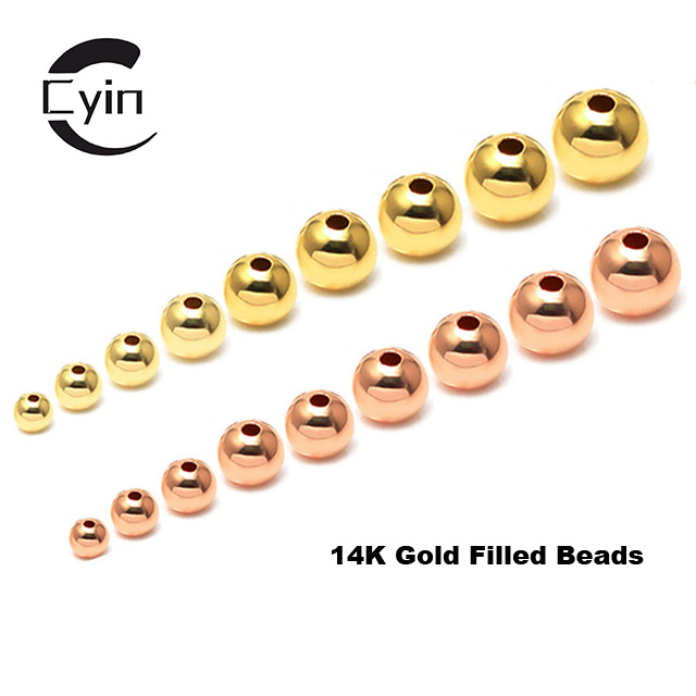 Smooth Surface Separate Round Beads 2-10mm Diy Beaded Chain Gold Jewelry Accessories 14K Gold Filled Beads