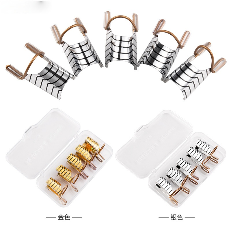 Nail Tray Boxed Nail Rest on Finger Tips Nails Extension Tool Metal Gold Silver Colors Reusable DIY Manicure Tools