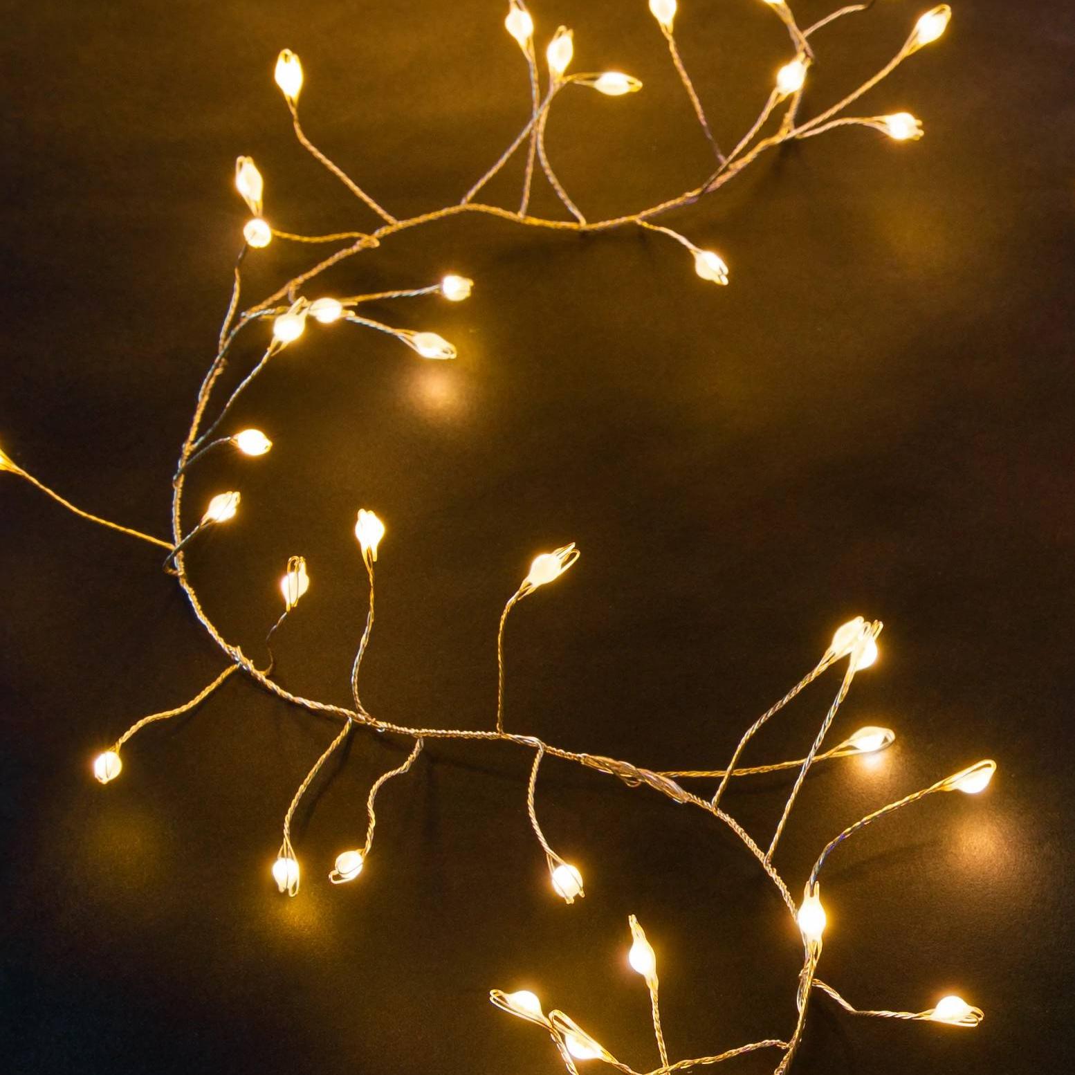 Comercial Christmas Garden Lights Outdoor Decor Round Solar Power Led White Wire String Light