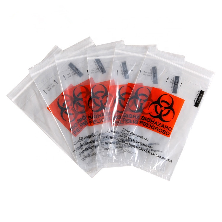 Пластиковый PE Biohazard образец транспорта молния замок медицинский образец мешок для больницы