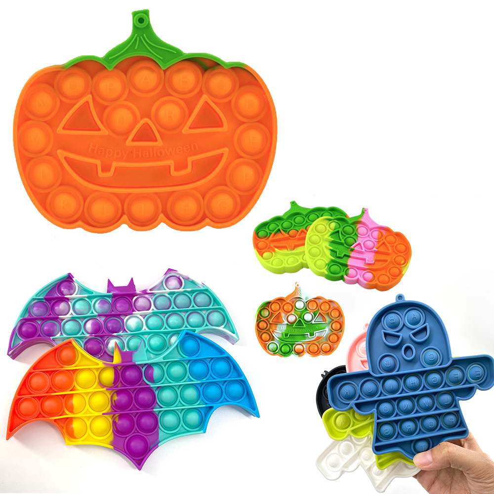 wholesale New pattern Halloween best gift pumpkin new fidget sensory finger Silicone simple push bubble anti stress toy