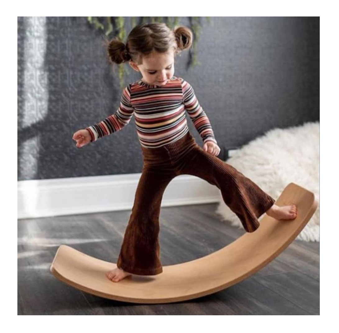 Curvy баланс доска подарок на день рождения монтессори игрушка деревянный Wobble ребенок Йога Доска рокер доска натуральное дерево