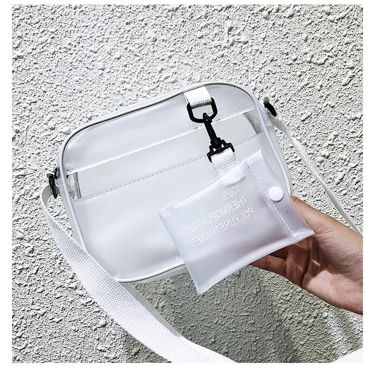 Women Waterproof Frosted Transparent Waist Bag Pvc Clear Shoulder Bag Messenger Bag